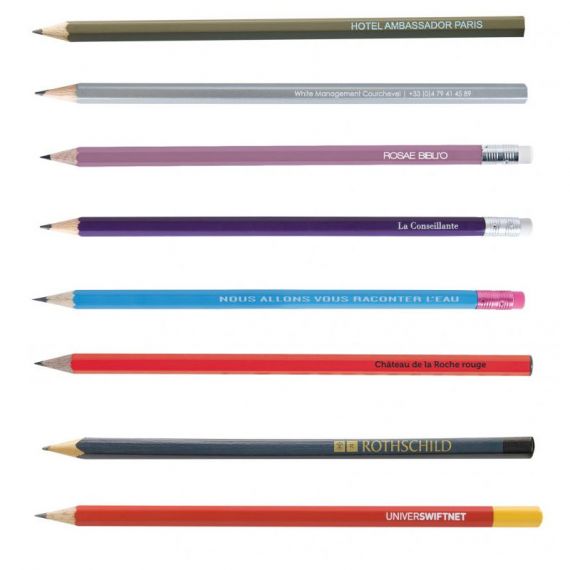 Crayon de papier personnalisable Eco vernis pantone 17.6 cm en bois Made in France