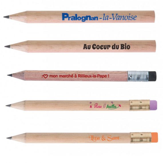Crayon publicitaire en bois rond sans vernis 8.7 cm FRANCE