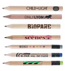 Crayon de papier publicitaire Eco vernis incolore 8.7 cm Bois made in France