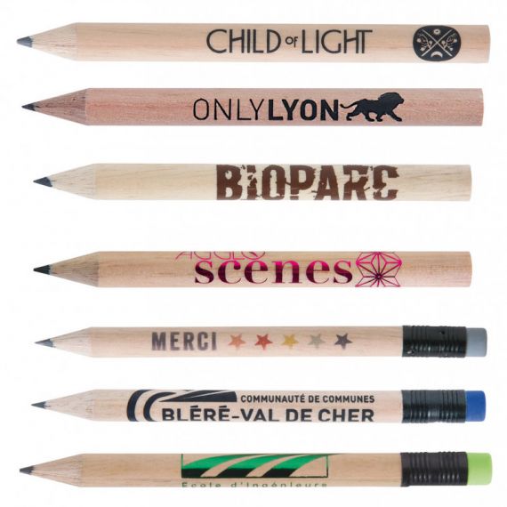 Crayon de papier publicitaire Eco vernis incolore 8.7 cm Bois made in France