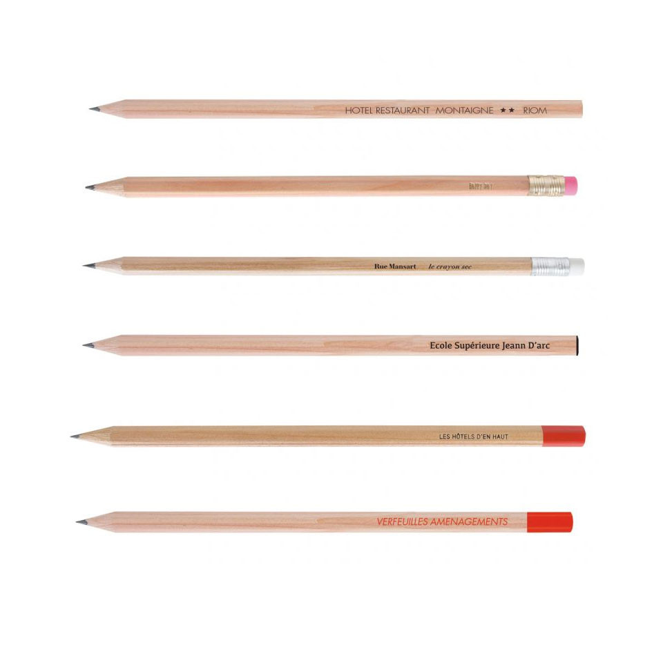 Crayon papier personnalisé Hexagonal Prestige Naturel 17.6cm en bois France