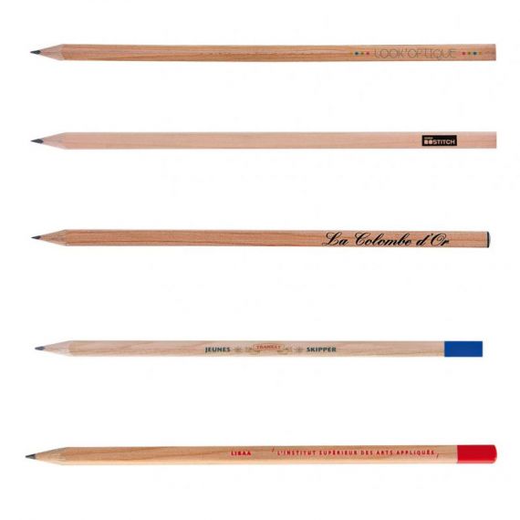 Crayon de papier personnalisé Carré vernis incolore en bois Made in France