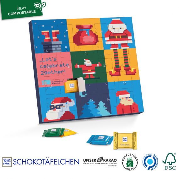 Calendrier de l'avent Ritter Sport personnalisé Mini bar QUADRETTIES