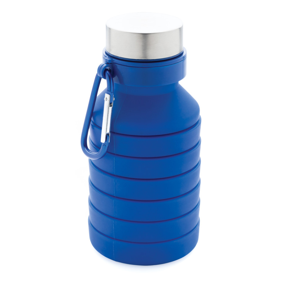 Bouteille publicitaire en silicone pliable étanche avec couvercle
