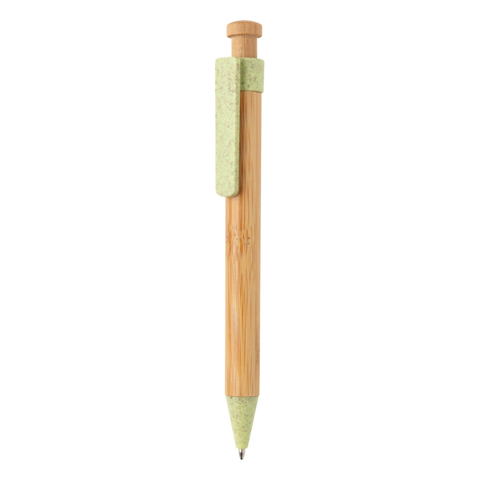 Stylo publicitaire en bambou avec clip en fibre de paille
