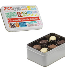 Boîtes métal personnalisées blanches 12 chocolats Leonidas