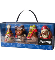Figurines en chocolat publicitaires dans sac acrylique