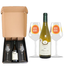 Coffret vin Mâcon 2016 et verres à vin en verre personnalisés express