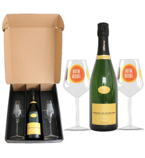 Coffret Crémant de Bourgogne et verres flûte en verre personnalisés express