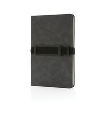 Carnet de notes A5 en PU avec porte téléphone et porte stylo publicitaire