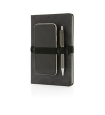 Carnet de notes A5 en PU avec porte téléphone et porte stylo publicitaire