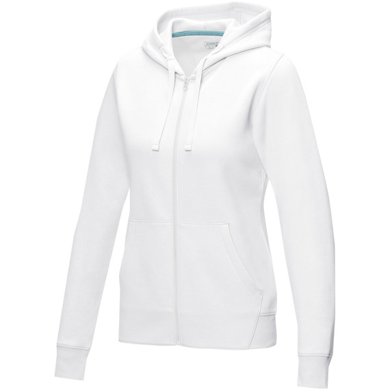 Sweat publicitaire full zip à capuche Ruby bio GOTS et recyclé GRS femme