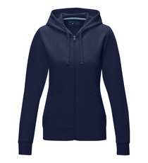 Sweat publicitaire full zip à capuche Ruby bio GOTS et recyclé GRS femme