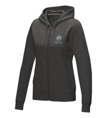 Sweat publicitaire full zip à capuche Ruby bio GOTS et recyclé GRS femme