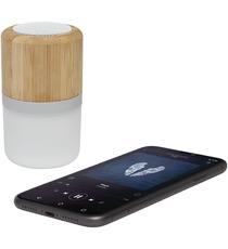 Haut-parleur publicitaire Bluetooth® Aurea en bambou avec lumière