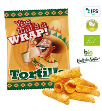 Tortilla Rolls croustillants publicitaire BIO & VEGAN