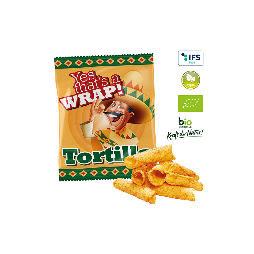 Tortilla Rolls croustillants publicitaire BIO & VEGAN