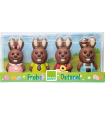 Mini figurines publicitaires lapins au chocolat Easter Crew