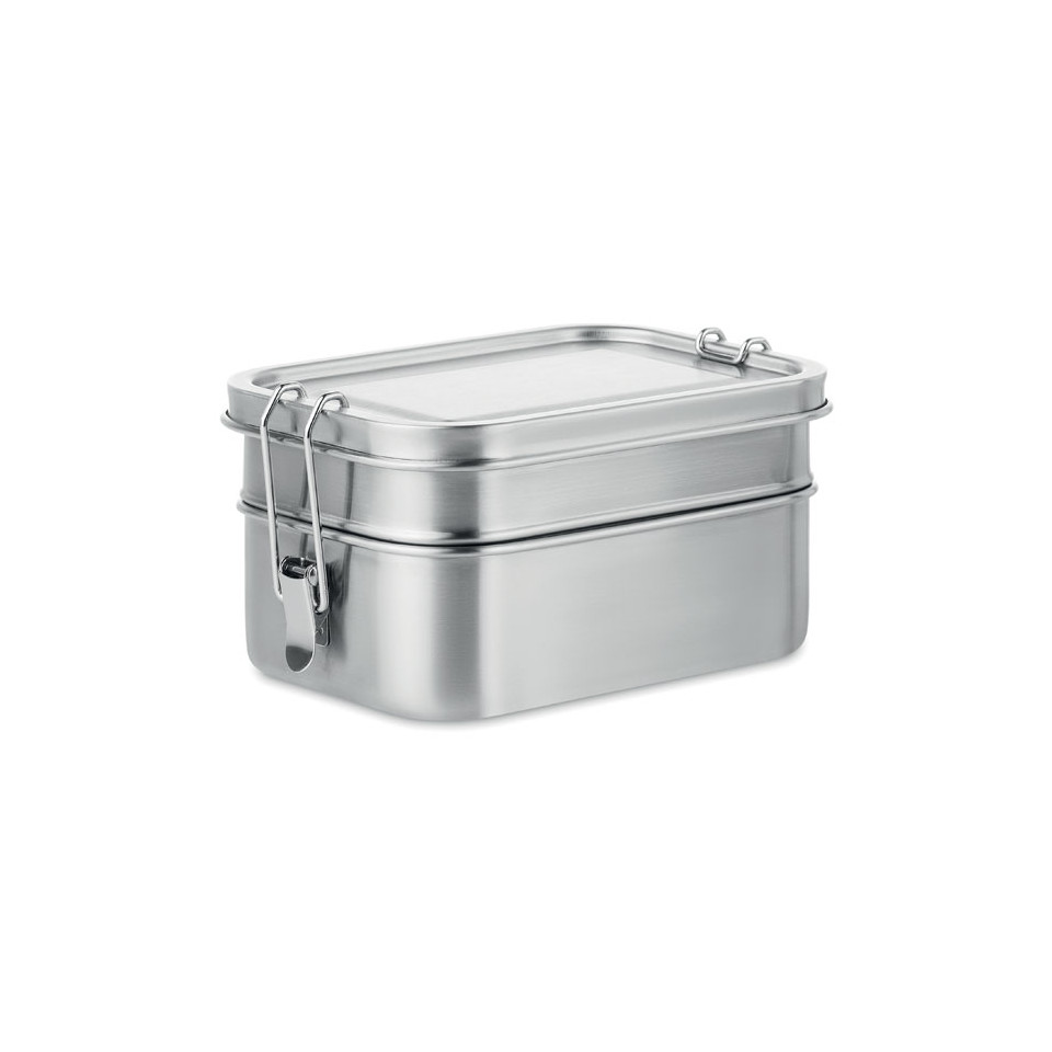 Lunch box publicitaire en acier inoxydable 2 compartiments