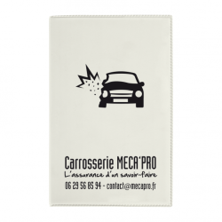 Porte carte grise publicitaire express fabriqué en France 3 volets dont 1 transparent