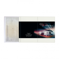 Porte carte grise publicitaire express fabriqué en France 3 volets dont 1 transparent