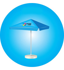 Parasol personnalisé 4 pans carré 5 x 5 mètres avec mat renforcé