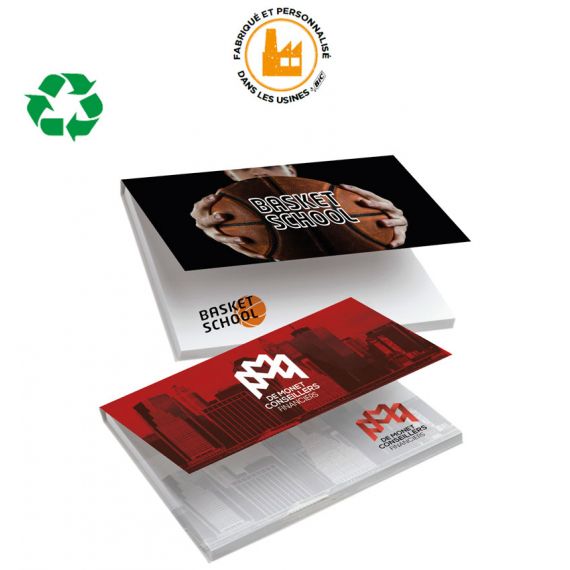 Bloc Sticky Notes publicitaire personnalisé écologique BIC couverture 101x75mm recyclé