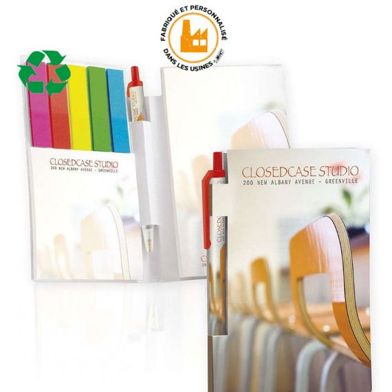 Bloc Sticky Notes écologique BIC personnalisable avec stylo Clic Stic Digital recyclé