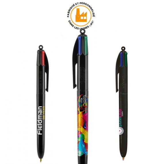 Lot de 3 stylos BIC 4 couleurs Corps Noir