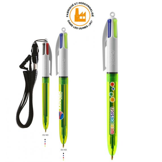 2 stylos 4 couleurs fluo Bic - Stylos-bille