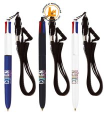 Stylo personnalisable BIC 4 Couleurs avec Lanyard