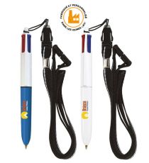 Stylo mini 4 couleurs BIC publicitaire avec Lanyard
