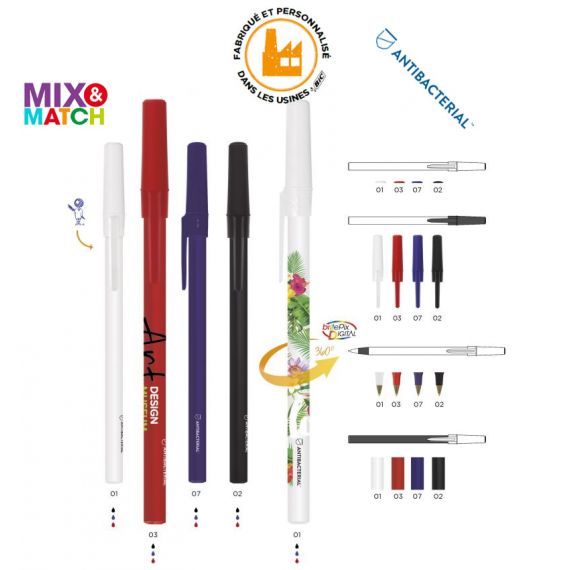 Stylo bille anti microbes personnalisé BIC® Round Stic® BGUARD™