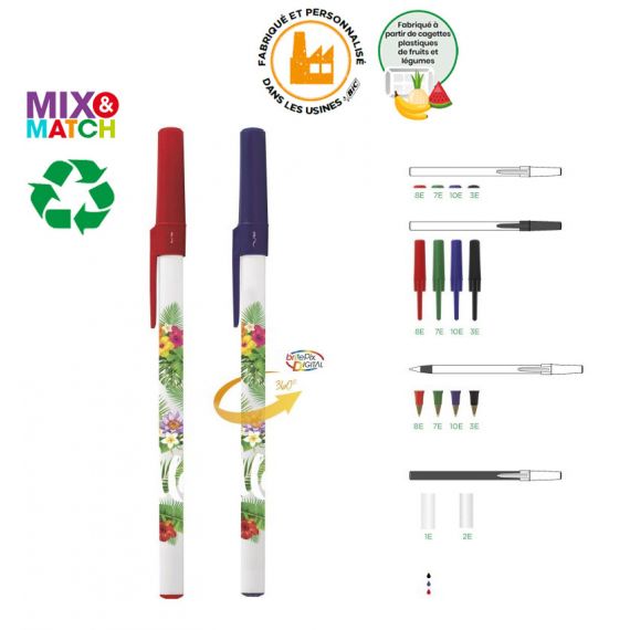 Stylo publicitaire personnalisé Recyclé BIC quadri Round stic