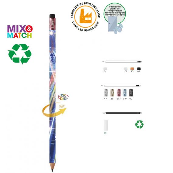 Crayon de papier BIC personnalisé Ecolutions Evolution Digital avec gomme