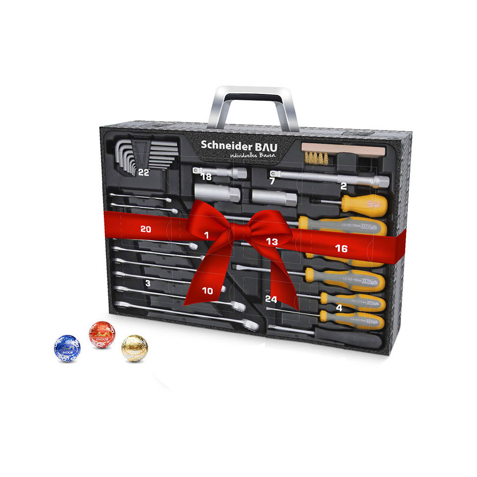 Calendrier de l’Avent publicitaire Valise personnalisé sur mesure Lindt
