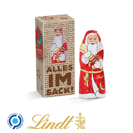 Père noël en chocolat Lindt 10 gr publicitaire