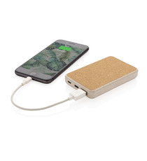 Powerbank 5000 mAh en fibre de paille de blé et liège publicitaire