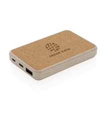 Powerbank 5000 mAh en fibre de paille de blé et liège publicitaire