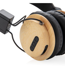 Casque audio sans fil en bambou publicitaire