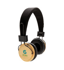 Casque audio sans fil en bambou publicitaire