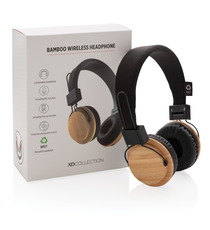 Casque audio sans fil en bambou publicitaire