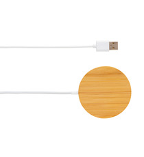 Chargeur publicitaire magnétique sans fil en bambou 10W