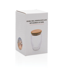 Verre publicitaire double paroi 350ml avec couvercle en bambou