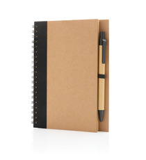 Cahier publicitaire à spirales kraft avec stylo