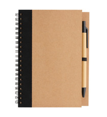 Cahier publicitaire à spirales kraft avec stylo