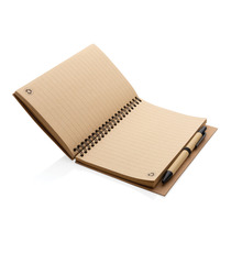 Cahier publicitaire à spirales kraft avec stylo