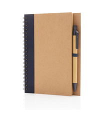 Cahier publicitaire à spirales kraft avec stylo