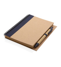 Cahier publicitaire à spirales kraft avec stylo