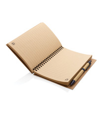 Cahier publicitaire à spirales kraft avec stylo